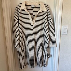 Tuckernuck Black and Cream Striped Dress